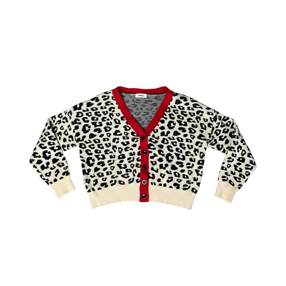 Adora Cheetah Print‎ Cropped Button Up Cardigan Sweater Size Small Chic Stylish